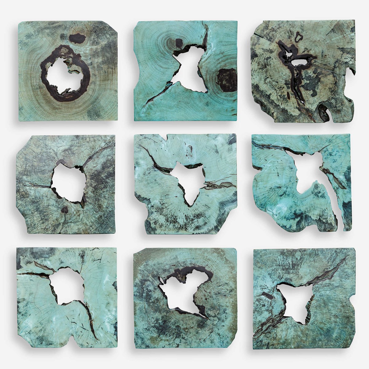 BAHATI WOOD WALL DECOR, BLUE, (SET OF 9) image 1