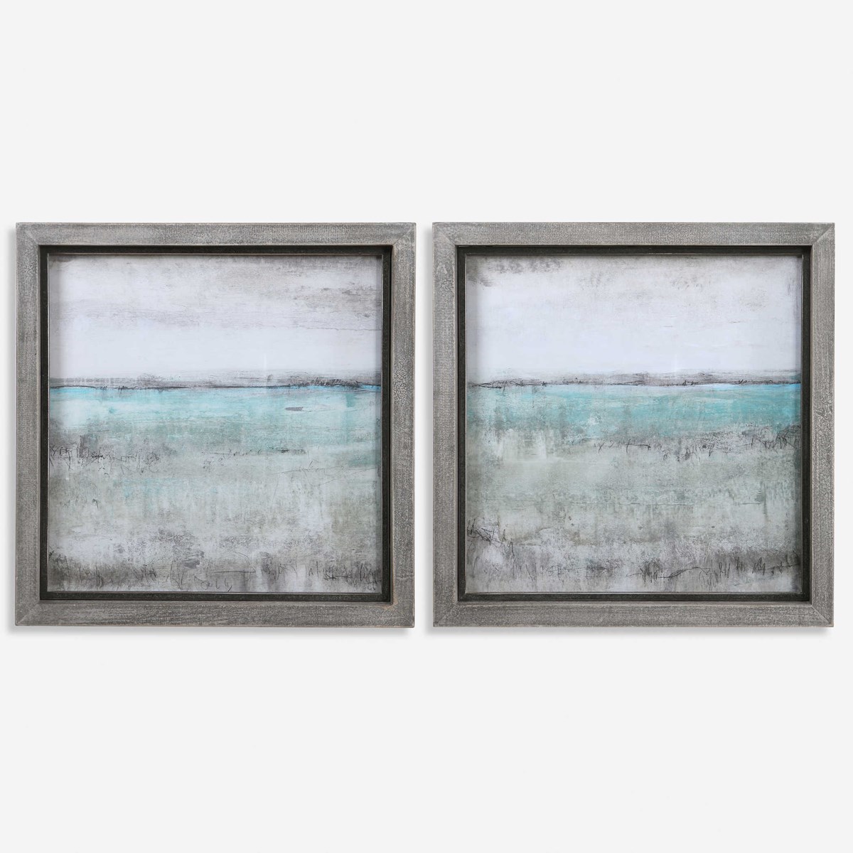 AQUA HORIZON FRAMED PRINTS, (SET OF 2) image 1