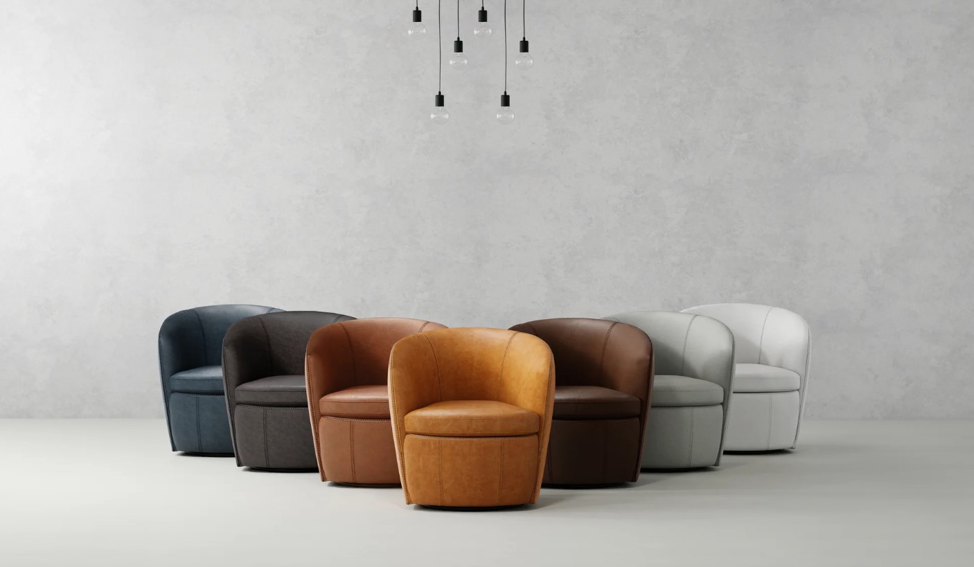 PARKER HOUSE BAROLO LEATHER SWIVEL CHAIRS image 1