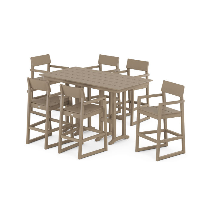 EDGE Arm Chair 7-Piece Farmhouse Bar Set in Vintage Finish image 1