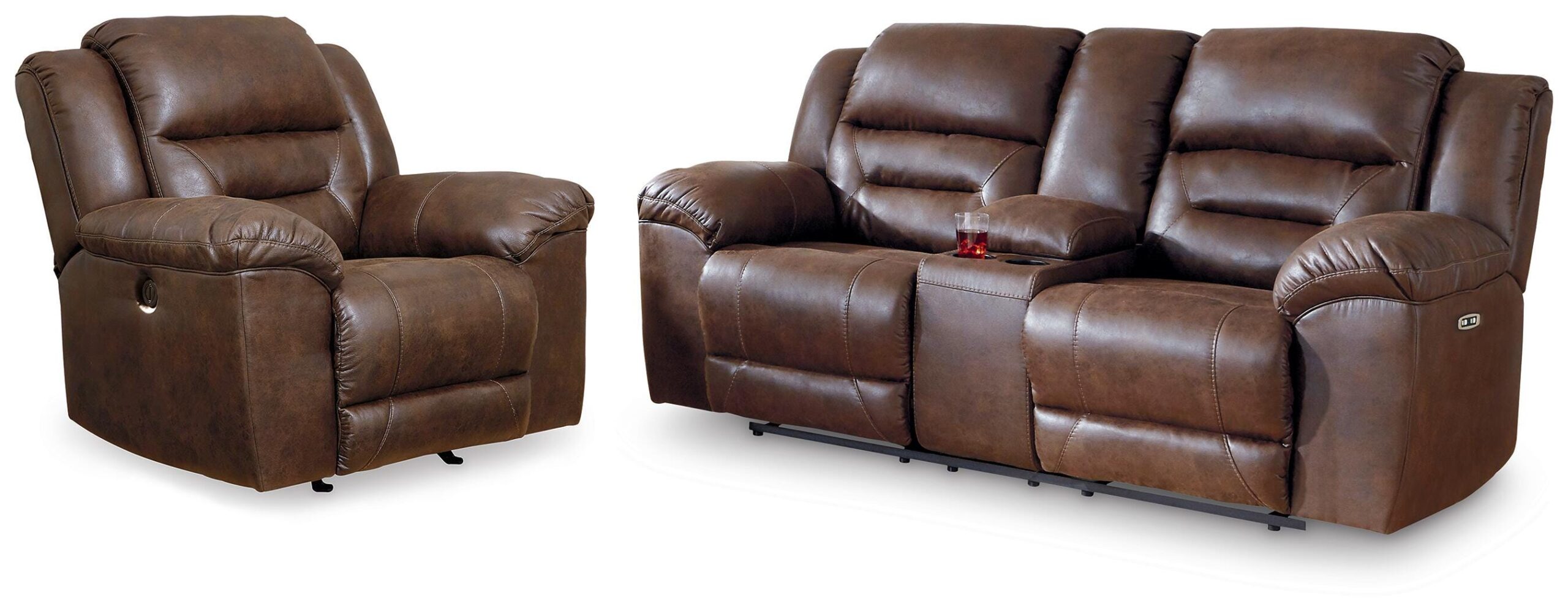 1ce85a8dec93847c4f9cebcbb43b9e63 Stoneland Power Reclining Loveseat and Power Recliner - Image 1