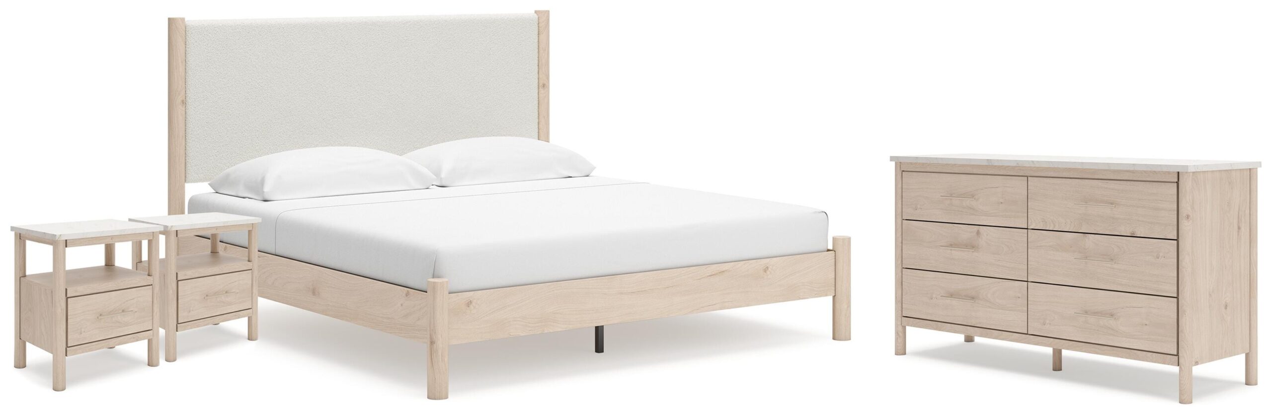 1e01fbca4cf09f5be9b1d21ba3348afa Cadmori King Panel Bed, Dresser and 2 Nightstands - Image 1
