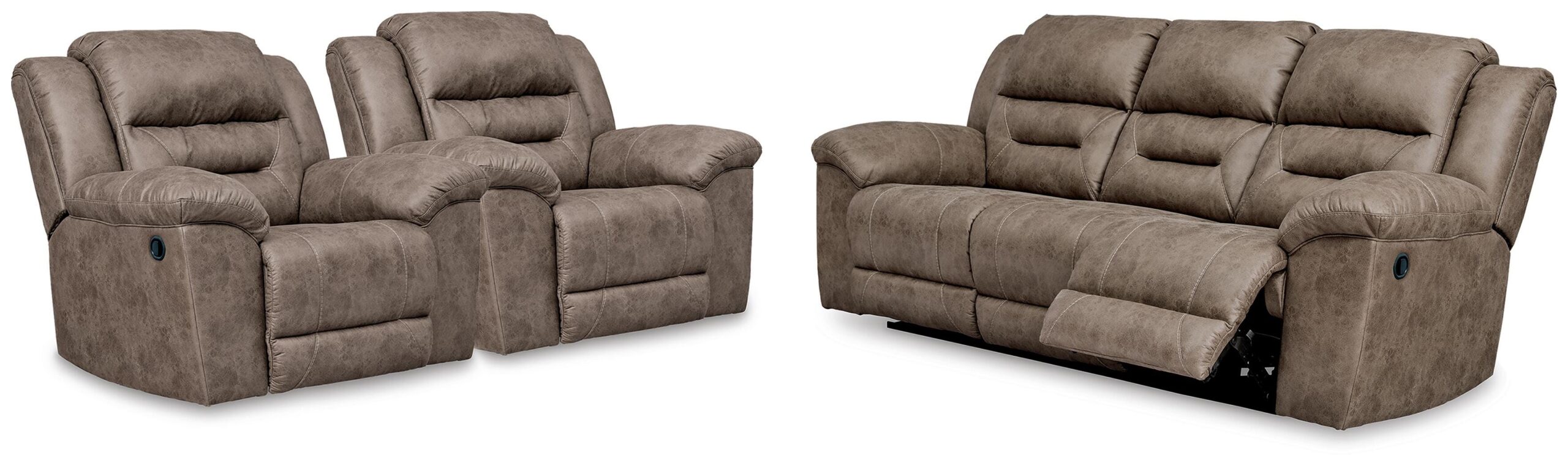 2331d4df94ad87e0c0cd2c1407ee8d78 Stoneland Reclining Sofa and 2 Recliners - Image 1