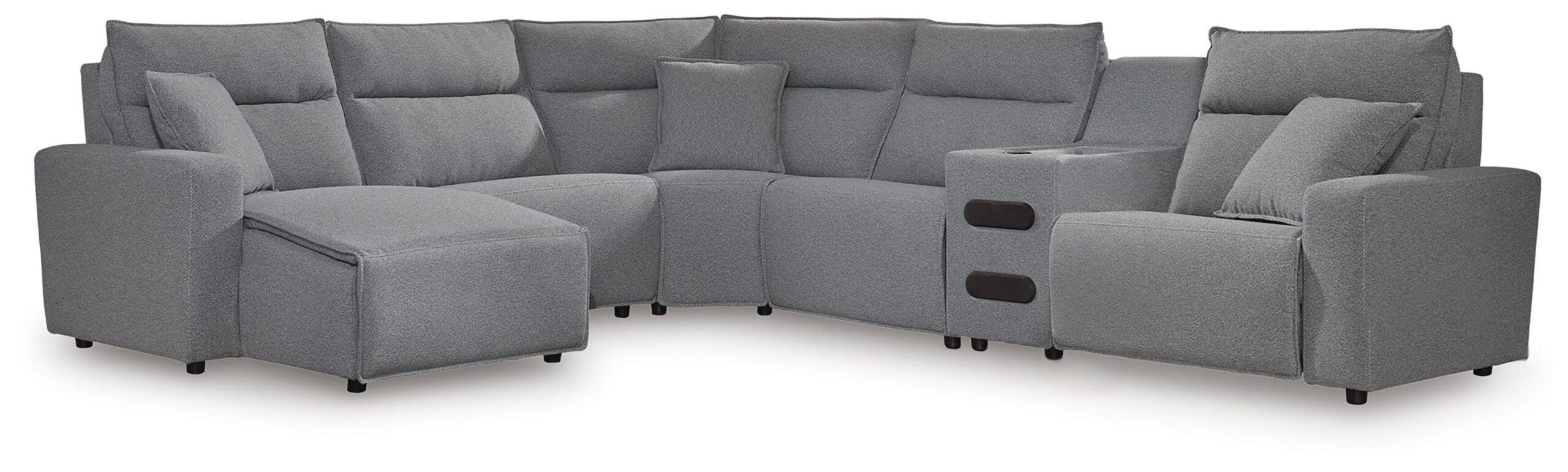 9a96683e54a103f327e628f86c6720d8 Modmax II 6-Piece Reclining Sectional with Chaise and Audio Console - Image 1