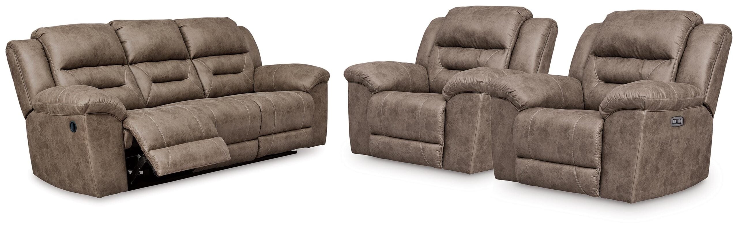 d2eb7fd39d05fc26accf1ab1046c1acd Stoneland Reclining Sofa and 2 Power Recliners - Image 1