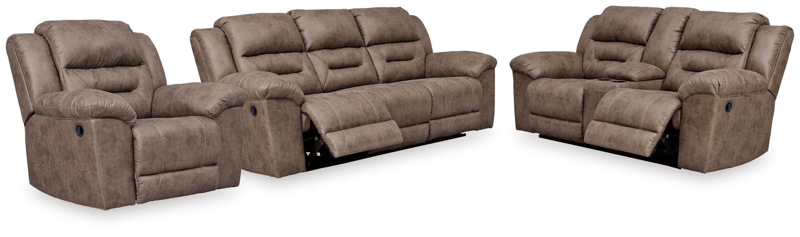 d312fb9252b55425527817c777795716 Stoneland Reclining Sofa, Loveseat and Recliner - Image 1