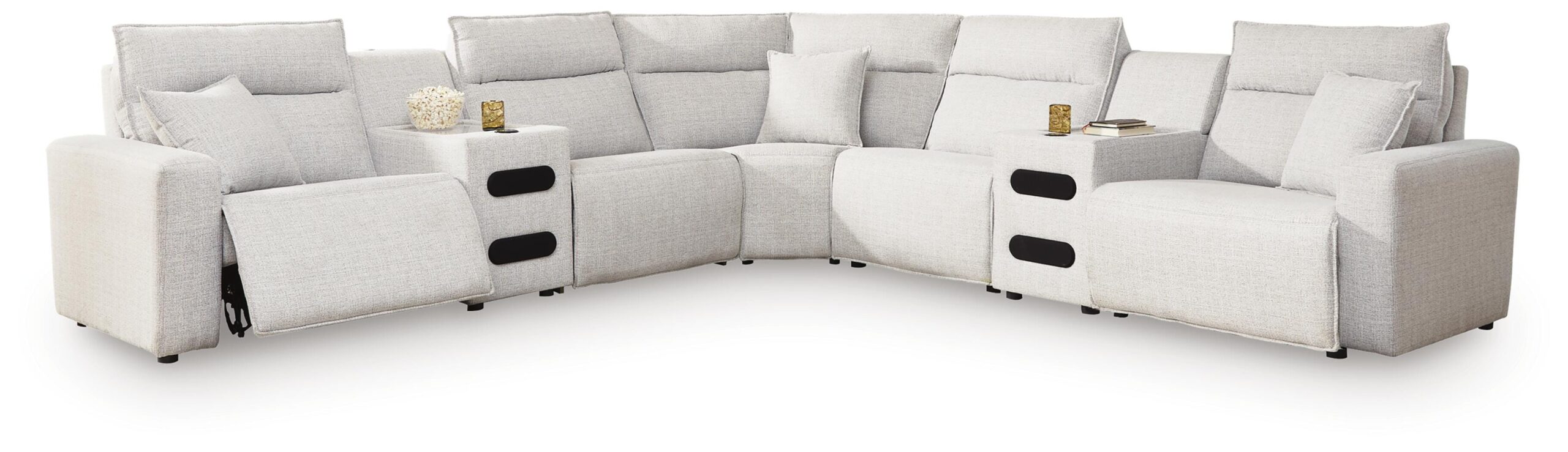 e312c189429f82ac422163f82e7402ae Modmax II 7-Piece Power Reclining Sectional with Audio Consoles - Image 1