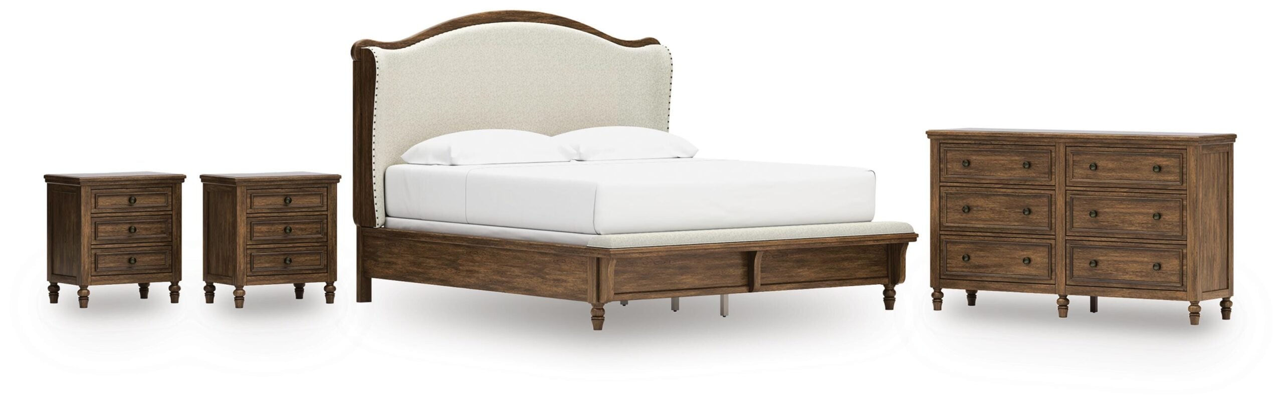 f5d622a6c269d7b3e02b30f802b312ac Sturlayne King Upholstered Panel Bed, Dresser and 2 Nightstands - Image 1