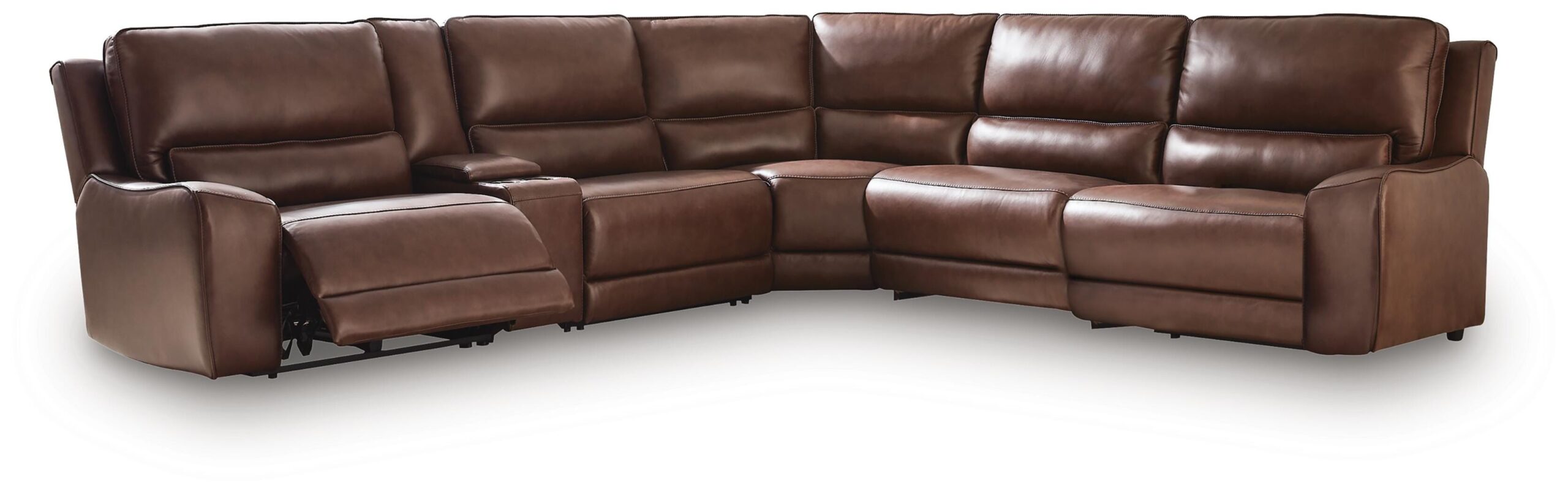 a1c001559ee5a5ad250e81da51ee82d7 DeepWakes 6-Piece Reclining Sectional with Storage Console - Image 1